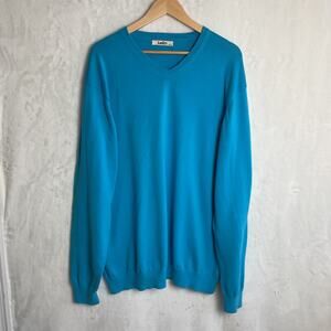 Organic Cotton Mens V Neck Sweater Grandpa Core 3X Dodger Blue